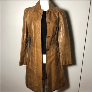 John Carlisle Tan Leather Coat